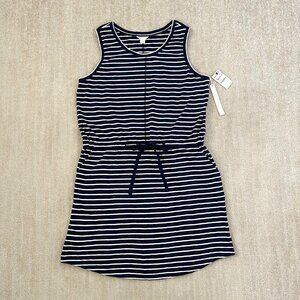 NWT Nordstrom Caslon Cotton Blue White Stripe T Shirt Dress XL